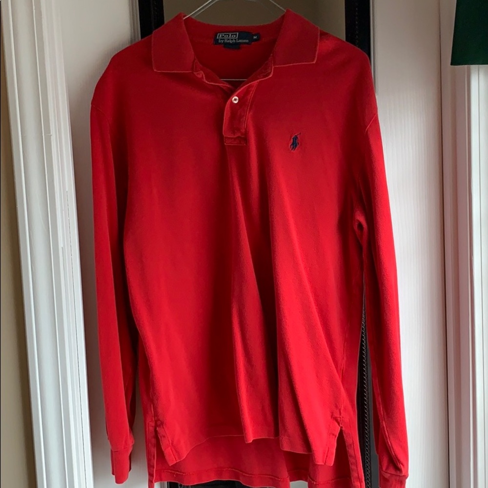 Long sleeve collared polo by Ralph Lauren.